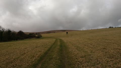 Leaving pitch and hiking to the car .POV. GoPro. 21st March 2023