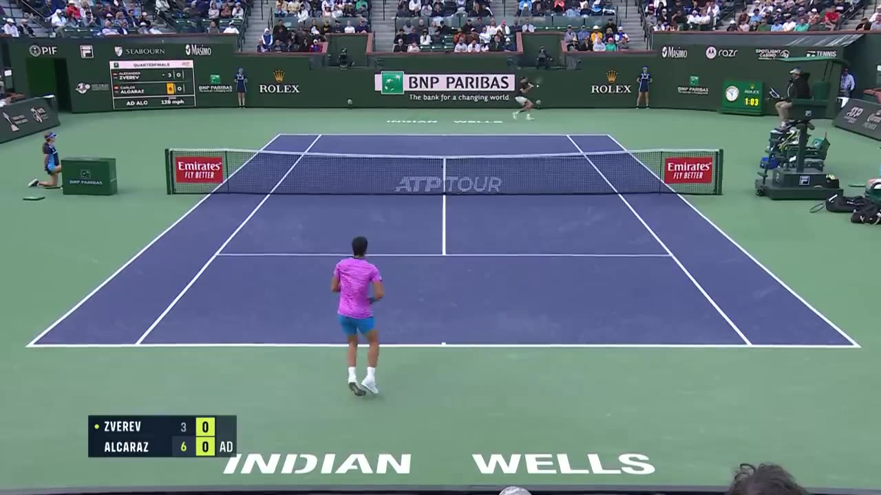 Alexander Zverev vs Carlos Alcaraz (vs Bee Invasion) _ Indian Wells 2024 Highlights