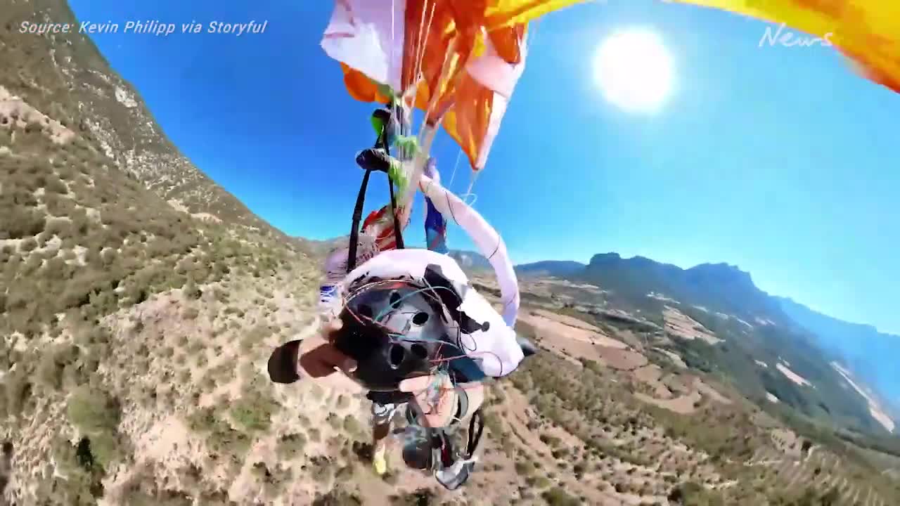 Paraglider narrowly avoids death after parachute fails to open