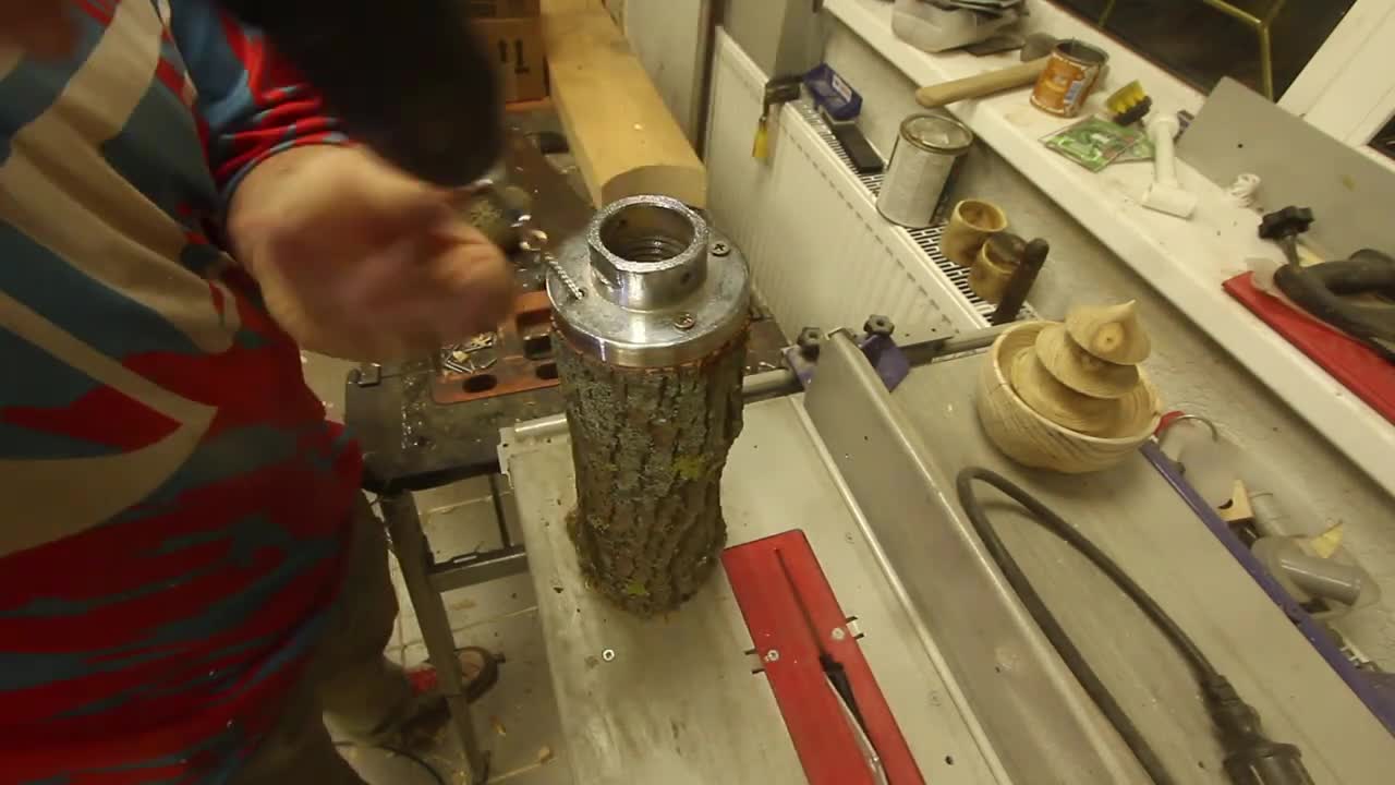 Woodturning a glass of aspen twig