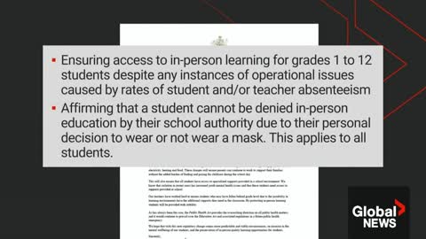 Alberta bans school mask mandates, online learning