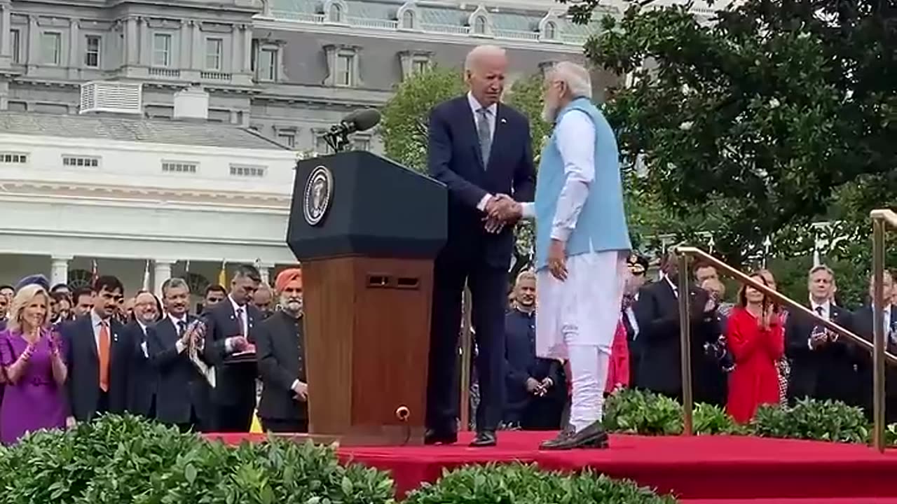 Indian PM modi welcomed by president Biden