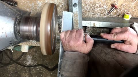 woodturning a pewter shavings dish2