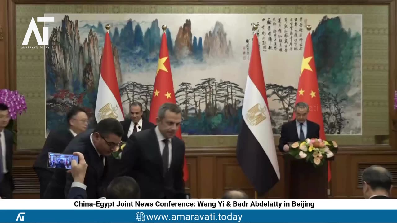 China Egypt Joint News Conference Wang Yi & Badr Abdelatty in Beijing