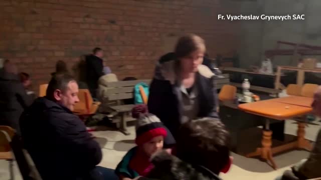 Kyiv residents seek shelter in church