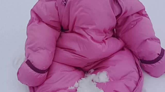 Baby plays in snow for first time!!!