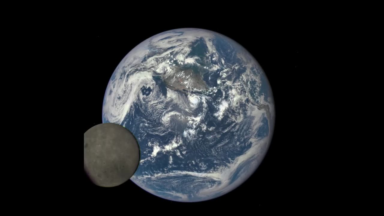 Epic view of moon transiting the earth