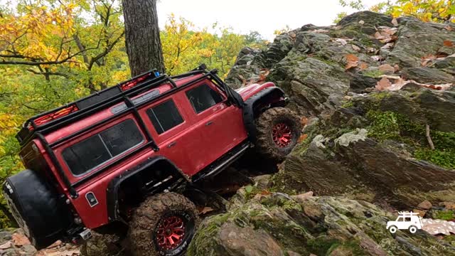 ⚠️RC CAR EXPEDITION⚠️ KRCSKY LES #9 -TRX4 Defender, red, on rock / RC Driver Studio