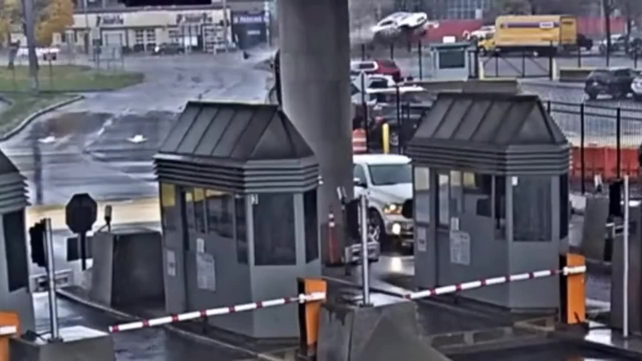 Joseph Martelli jjm7777 - Car goes flying at the Rainbow Bridge in Niagara Falls, NY