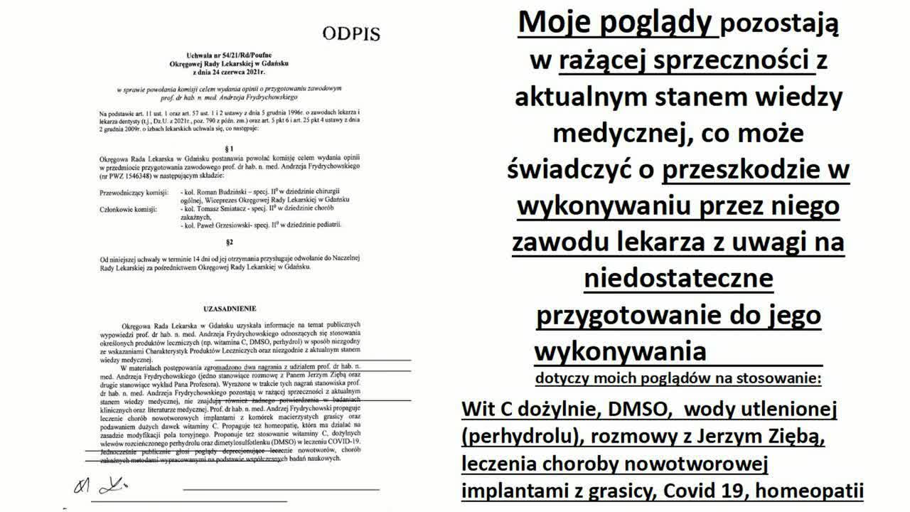 PROF. ANDRZEJ FRYDRYCHOWSKI - IZBA LEKARSKA SKŁAD - ODEBRANIE PRAWA WYKONYWANIA ZAWODU PROFESOROWI