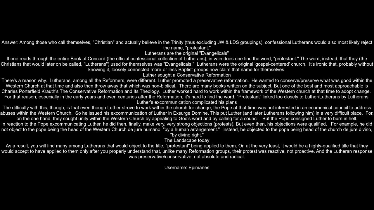 Which Post Reformation Churches Reject the Designation 39Protestant39