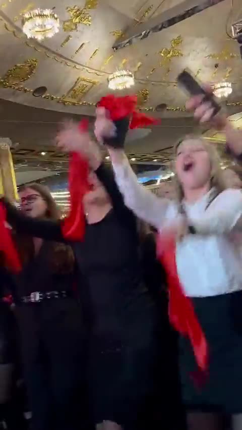 Patriotic Russians last night celebrating Putin