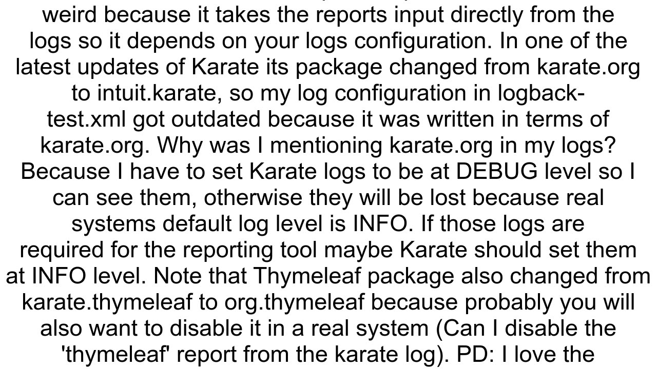 Karate reports stopped showing server response when I upgraded version