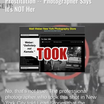 Fact Check: Old Photo Does NOT Show Kamala Harris Practicing Prostitution -- Photographer: NOT Her