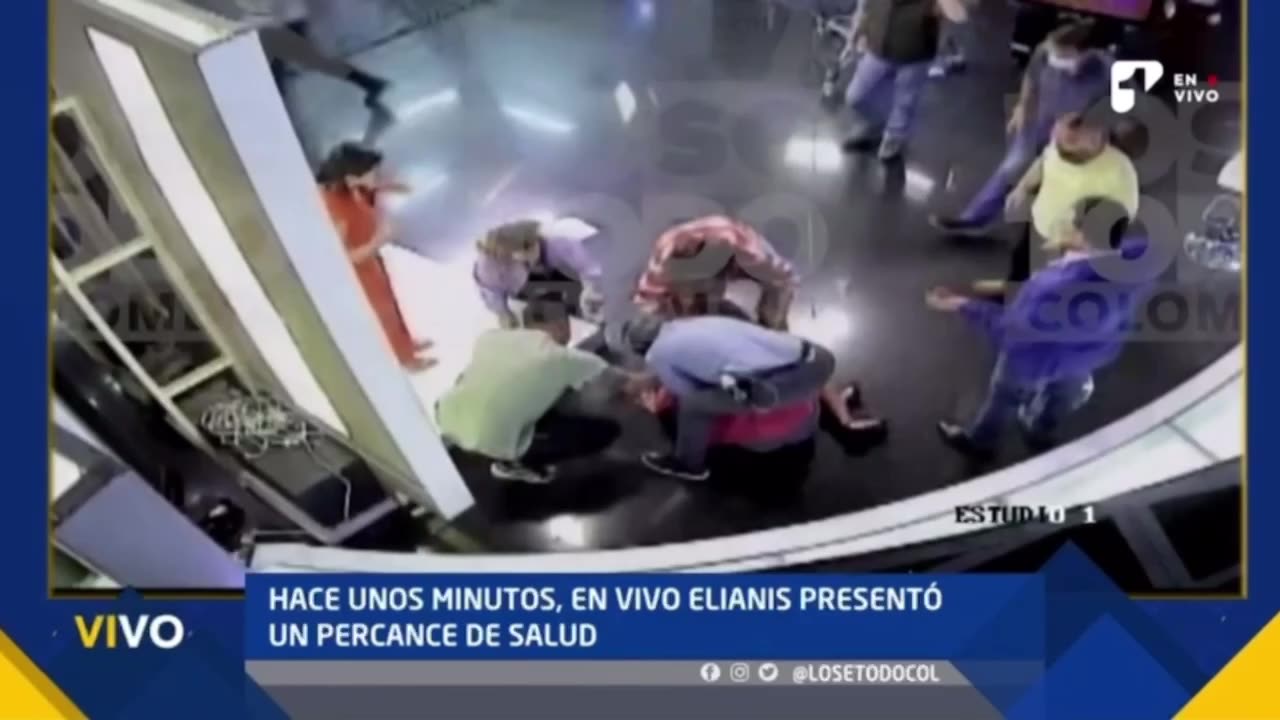 Watch: Columbian news presenter goes down live on air.