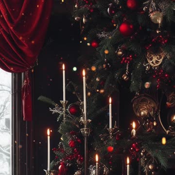 Victorian Christmas | Victorian Gothic Christmas | Christmas Tree | Golden Snow | AI Art