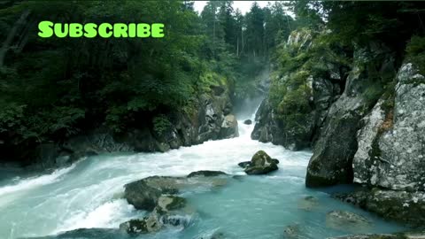 A Huge Water Stream In Mountains