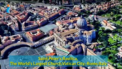 Arial View Saint Peter's Basilica, The World's Largest Church, Vatican City,Rome,Italy