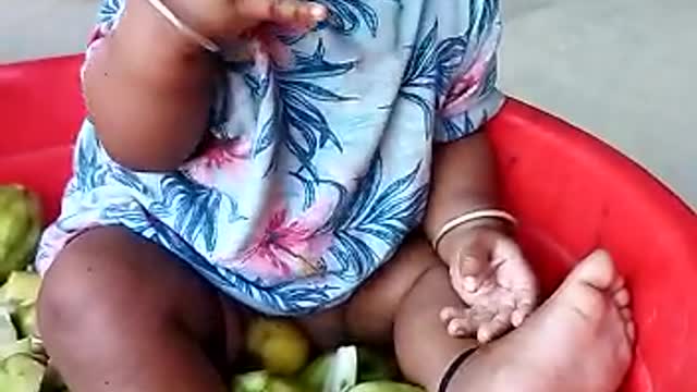 Indian boby eat mango