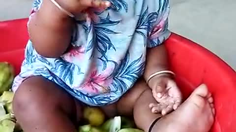 Indian boby eat mango