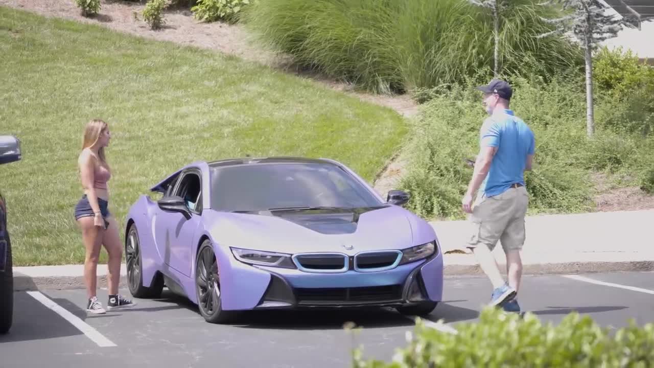 Thicc Blonde wants D🍆 When she sees dude BMW i8! (GOLD DIGGER PRANK)