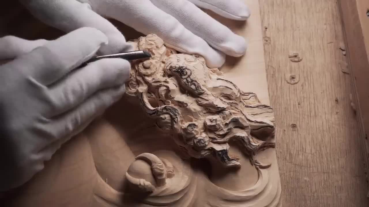 Wood Carving Dragon| To use technic of Japanese traditional wood carving| Woodworking