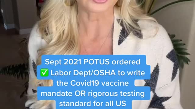 Update on OSHA/Labor Dept vaccine mandate/testing