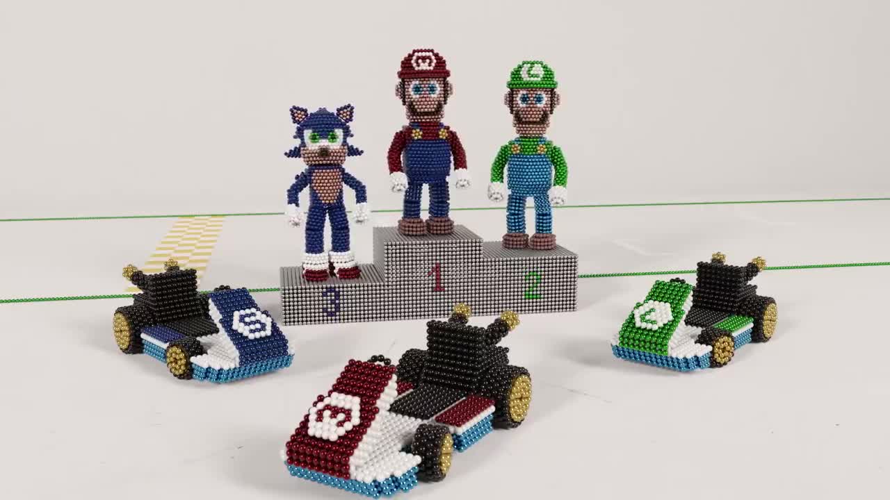 Mario VS Luigi VS Sonic in the Kart Race _ Magnetic Games