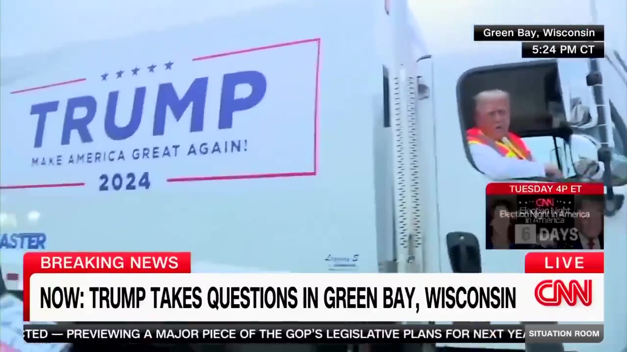 Trump does a Press Conference from a Garbage Truck Following Joe Biden Calling Americans