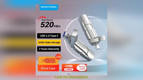 MOVESPEED USB 3.2 Solid State Pen Drive 520MB