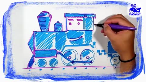 Cartoon about the Blue Engine, draw, Marker ZOOM, FishWhale