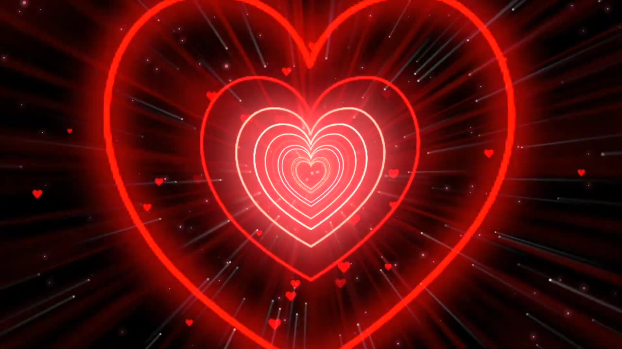 1162. Heart Tunnel❤️Red Heart Background Neon Heart Heart