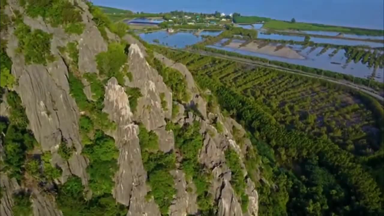 Green Mountain from a drone video of beautiful natural scenery