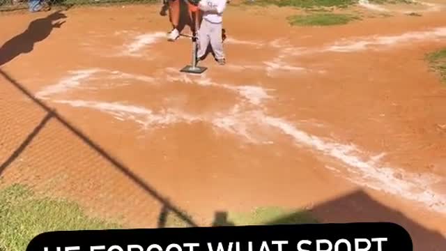 Did he forget what sport he was playing