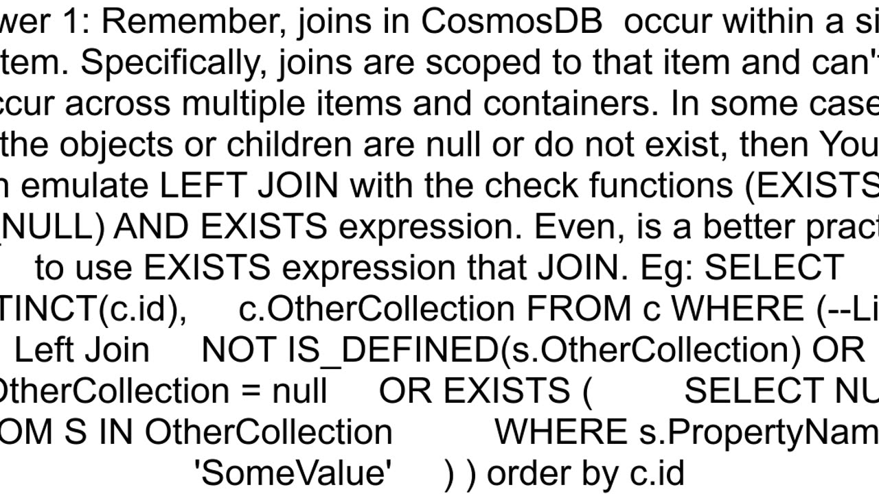 Cosmos DB Left Join