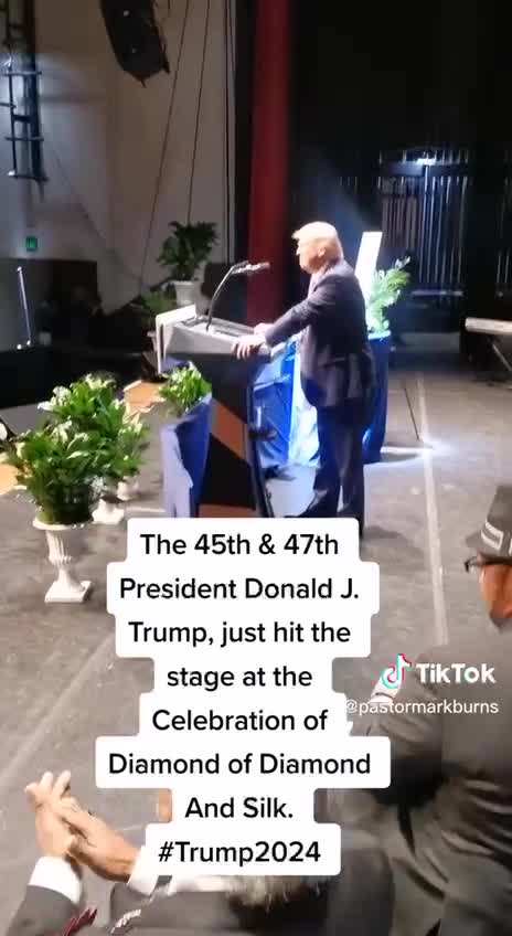 President Trump just hit the stage at the Celebration of Diamond of Diamond and Silk