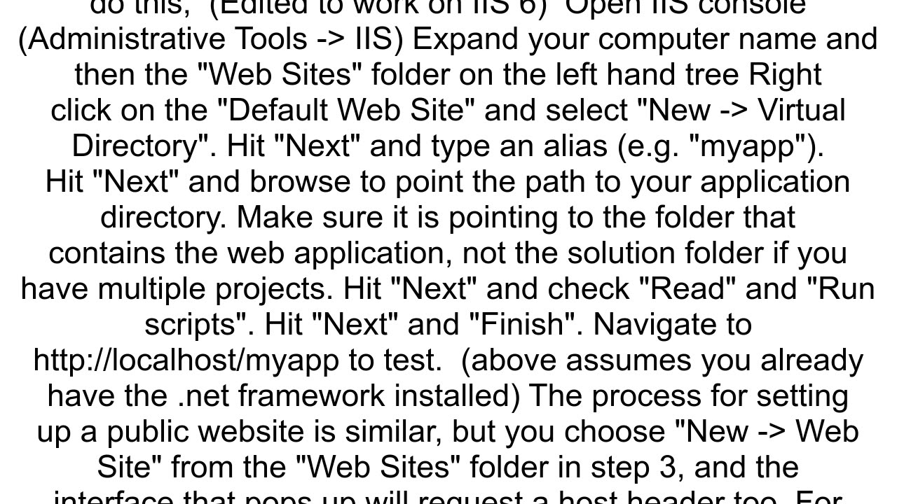 Add C project to a web site using IIS 60