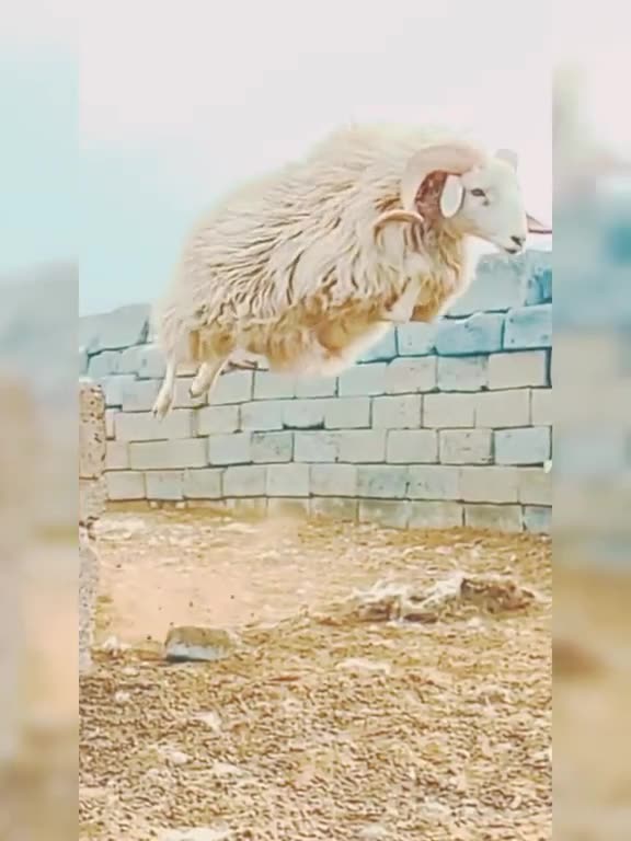Funny jumping sheep
