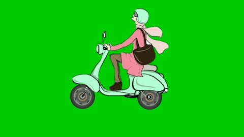 Perempuan bawak motor green