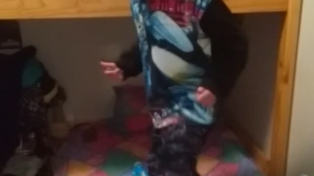 Little boy's way to start the day