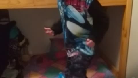 Little boy's way to start the day