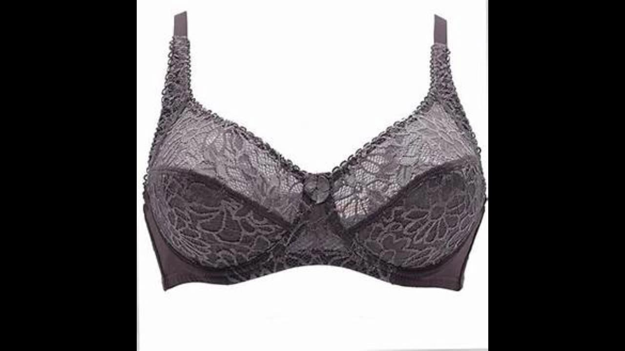 Grey Modal Blend Contrast Lace Wired Full Cup Bra Size 32