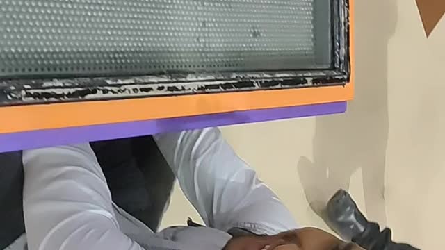 Hand look on metal