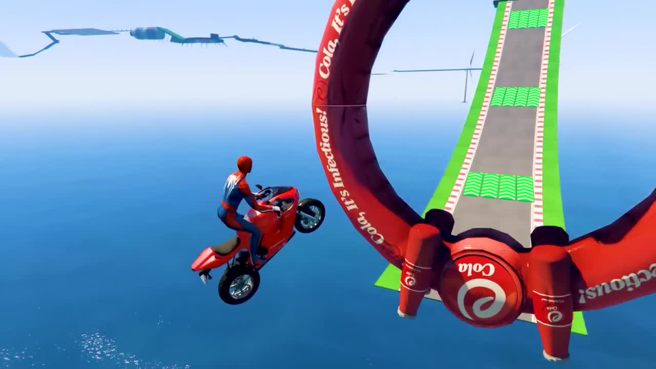 GTA V Epic New Stunt Race For Car Racing Challenge by Quad Bike, Cars and Motorcycle, Spider Shark5