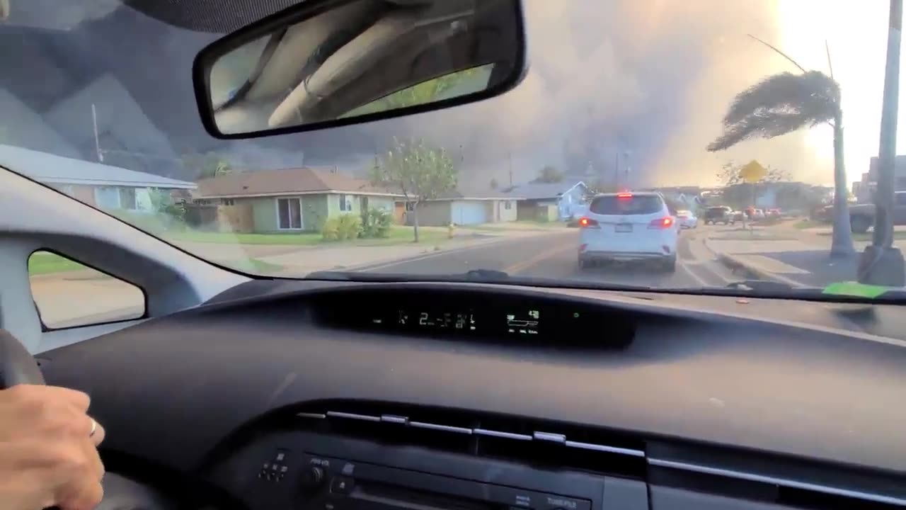 Maui Fires News - the moment we left, embers flying Maui fires 2023.