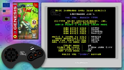 Level Select and Invincibility Cheat for Earthworm Jim