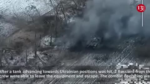 This time Russians managed to survive after tank is hit - they fled to forest in panic