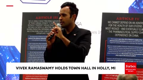 VIVEK RAMASWAMY LAYS OUT PLAN TO TAKE ON CHINA AT TOWN HALL IN HOLLY, MI