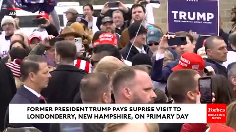 BREAKING NEWS: Trump Pays Surprise Visit To Supporters In New Hampshire Amidst Primary Voting.