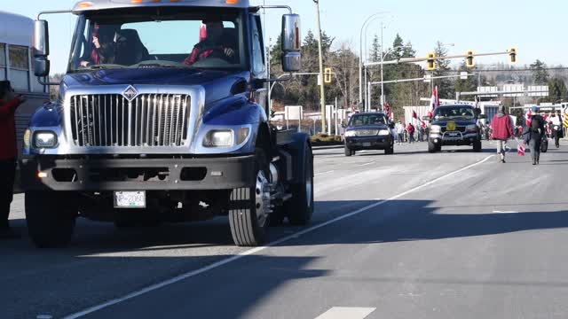 176 St Truck Crossing Border Canada USA February 12, 2022